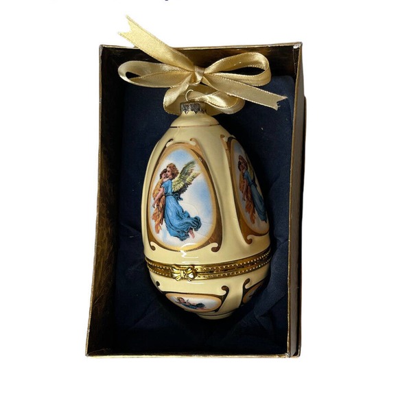 Mr. Christmas Other - Mr. Christmas Musical Egg Shaped Angel Yellow Ornament Valerie Parr Hill